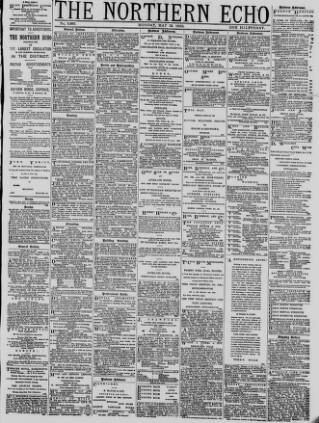 cover page of Northern Echo published on May 13, 1889