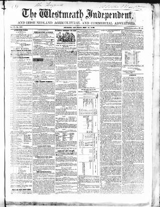 cover page of Westmeath Independent published on May 13, 1848