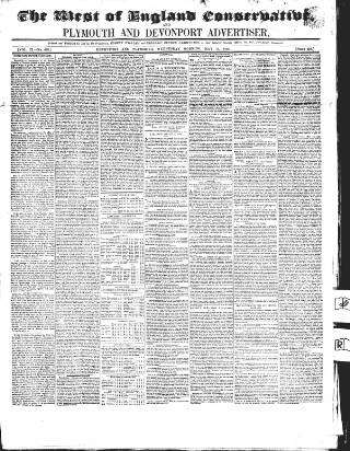 cover page of Western Courier, West of England Conservative, Plymouth and Devonport Advertiser published on May 13, 1846