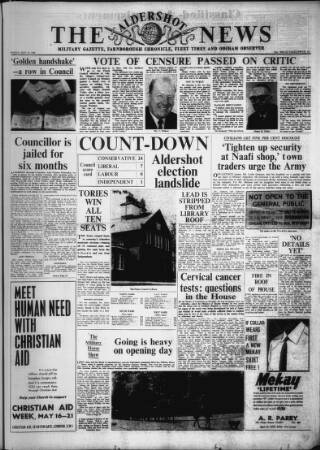 cover page of Aldershot News published on May 13, 1966