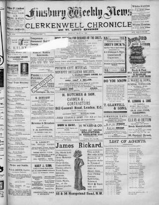 cover page of Finsbury Weekly News and Chronicle published on May 13, 1910