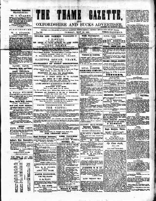 cover page of Thame Gazette published on May 13, 1862