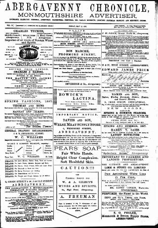 cover page of Abergavenny Chronicle published on May 13, 1887