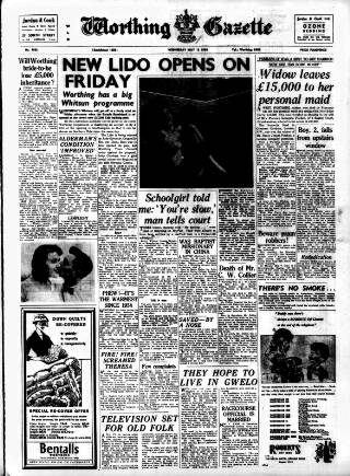 cover page of Worthing Gazette published on May 13, 1959