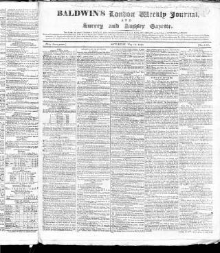 cover page of Baldwin's London Weekly Journal published on May 13, 1820