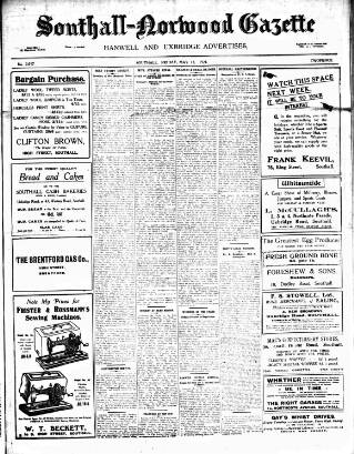 cover page of West Middlesex Gazette published on May 13, 1921