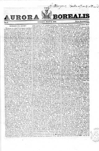cover page of Aurora Borealis published on May 13, 1821