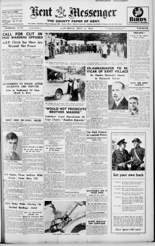 cover page of Kent Messenger published on May 31, 1941