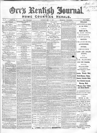 cover page of Orr's Kentish Journal published on May 13, 1865