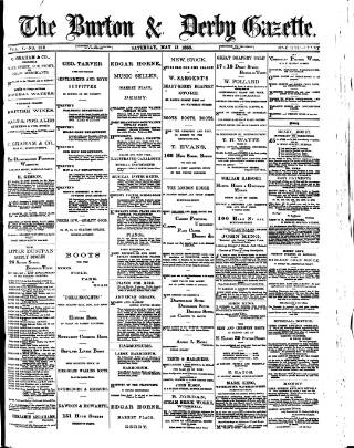 cover page of Burton & Derby Gazette published on May 13, 1882
