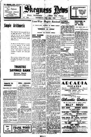 cover page of Skegness News published on May 13, 1942