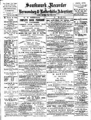 cover page of Southwark and Bermondsey Recorder published on May 13, 1882