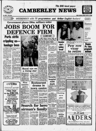 cover page of Camberley News published on May 13, 1988