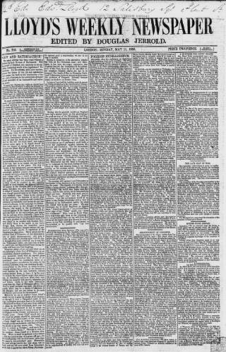 cover page of Lloyd's Weekly Newspaper published on May 11, 1856