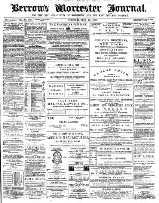 cover page of Worcester Journal published on May 12, 1883