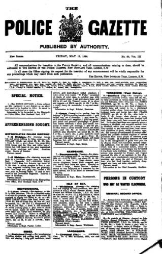 cover page of Police Gazette published on May 12, 1916