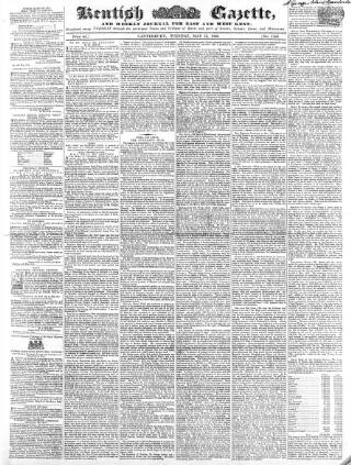 cover page of Kentish Gazette published on May 12, 1846