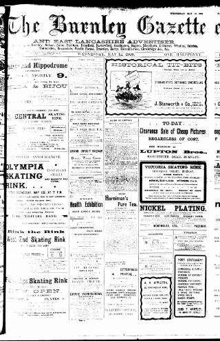cover page of Burnley Gazette published on May 12, 1909