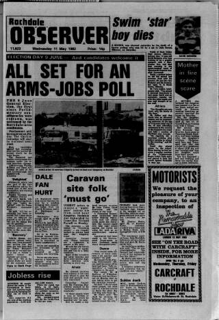 cover page of Rochdale Observer published on May 11, 1983