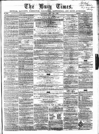 cover page of Bury Times published on May 12, 1860