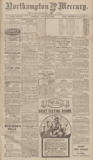 cover page of Northampton Mercury published on May 11, 1917