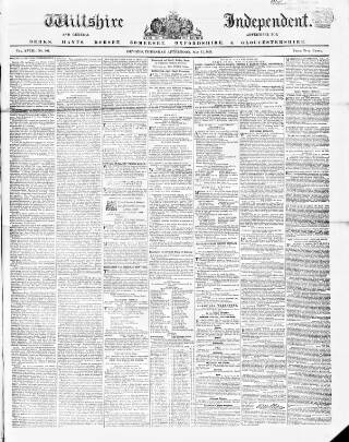 cover page of Wiltshire Independent published on May 11, 1854