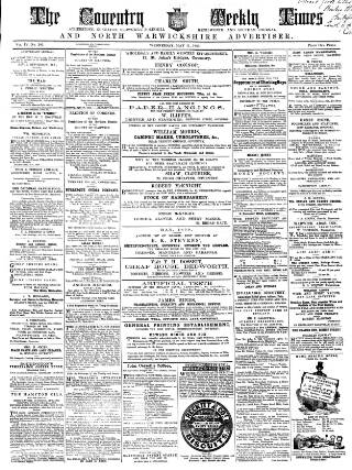cover page of Coventry Times published on May 11, 1859