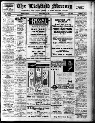 cover page of Lichfield Mercury published on May 11, 1934