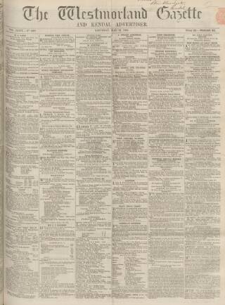 cover page of Westmorland Gazette published on May 12, 1864