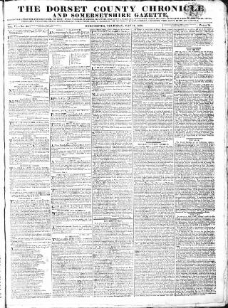 cover page of Dorset County Chronicle published on May 11, 1826