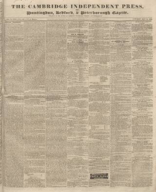cover page of Huntingdon, Bedford & Peterborough Gazette published on May 11, 1839