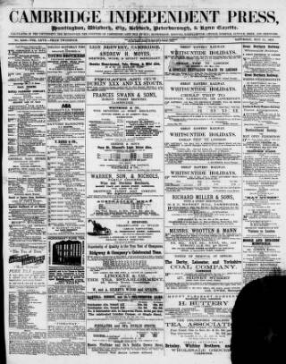 cover page of Cambridge Independent Press published on May 11, 1872
