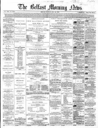 cover page of Belfast Morning News published on May 11, 1868