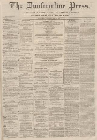 cover page of Dunfermline Press published on May 6, 1863