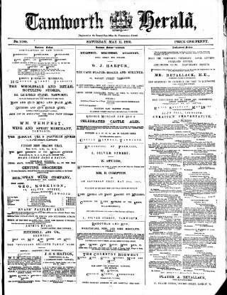 cover page of Tamworth Herald published on May 11, 1889