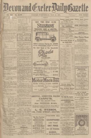 cover page of Exeter and Plymouth Gazette published on May 11, 1927