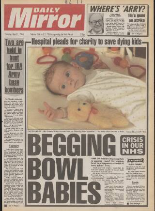 cover page of Daily Mirror published on May 11, 1989