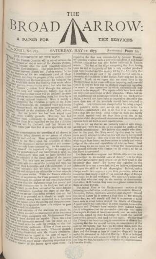 cover page of Broad Arrow published on May 12, 1877
