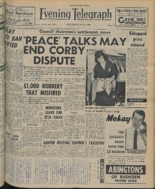 cover page of Northamptonshire Evening Telegraph published on May 11, 1966