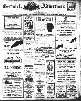 cover page of Berwick Advertiser published on May 12, 1938