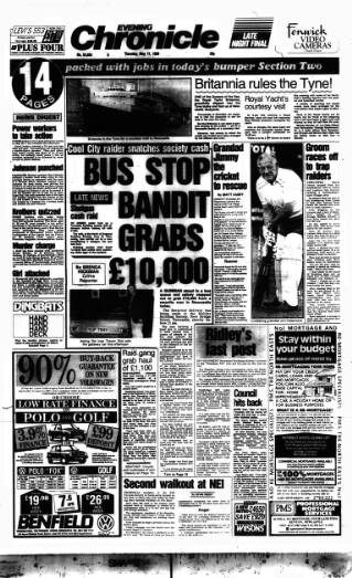 cover page of Newcastle Evening Chronicle published on May 11, 1989