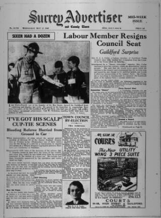 cover page of Surrey Advertiser published on May 12, 1948