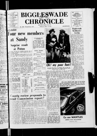 cover page of Biggleswade Chronicle published on May 12, 1967
