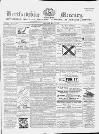 cover page of Hertford Mercury and Reformer published on May 11, 1872