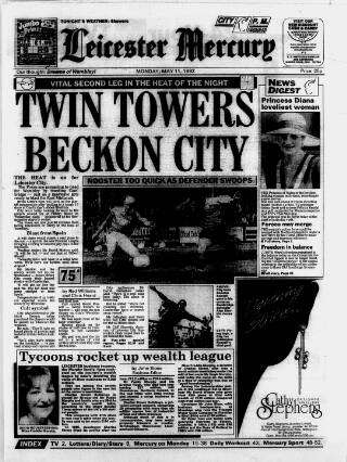 cover page of Leicester Daily Mercury published on May 11, 1992