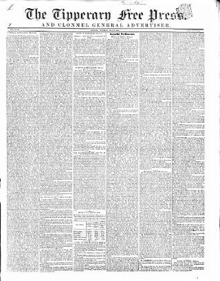 cover page of Tipperary Free Press published on May 12, 1849