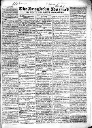 cover page of Drogheda Journal, or Meath & Louth Advertiser published on May 12, 1835