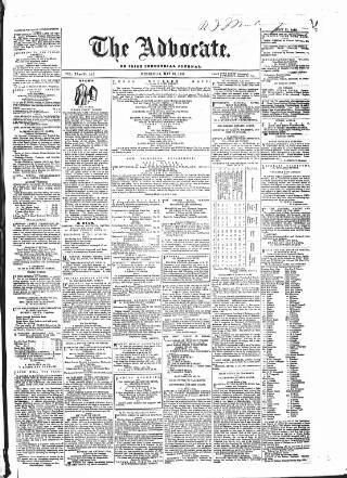 cover page of Advocate published on May 12, 1858