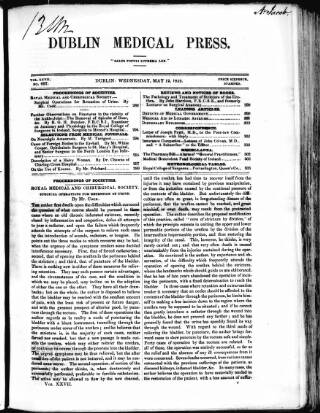 cover page of Dublin Medical Press published on May 12, 1852