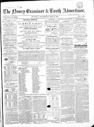 cover page of Newry Examiner and Louth Advertiser published on May 11, 1853